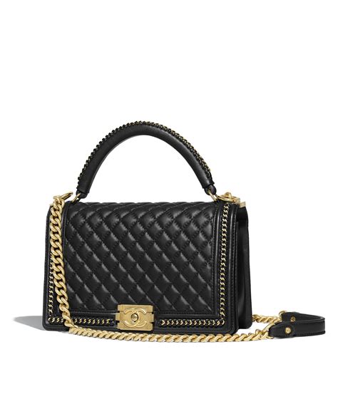 boy chanel handbag with handle|Chanel black boyfriend bag.